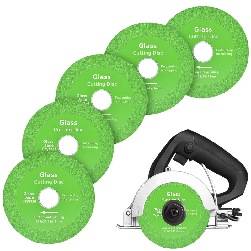 JonPhoe 4.5 Inch Glass Cutting Disc for Angle Grinder, Ultra-Thin Diamond Saw Blade Wheel for Glass Tile Marble Ceramic Jade (5Pcs 4.5") - Image 1